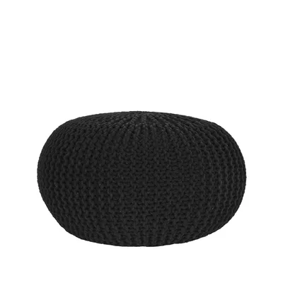 Produktbild von LABEL51 Pouf Gestrickt Baumwolle L Schwarz