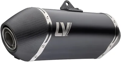 Image de Silencieux arrière LeoVince LV-14 Black Edition homologué, en acier inoxydable noir, avec embout carbone et bouclier thermique, compatible avec la Honda CRF 1100 L Africa Twin / Adventure Sport / DCT 2024 - 2026