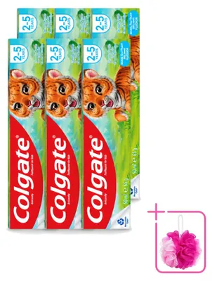 Produktbild von 6 x Colgate Kindertandpasta Bubble Fruit - 2 bis 5 Jahre - 50 ml - Sparpackung - 6 Stücke