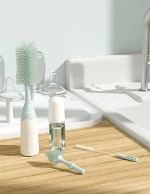 Zdjęcie produktu dla Zestaw szczotek do butelek MOMCOZY Push-Press – zielony