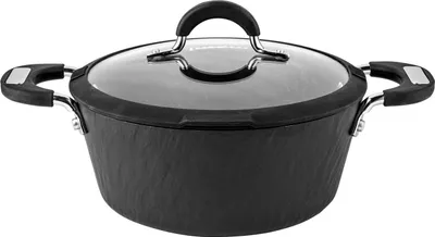 Imagen del producto de TOPF INDUKTION: Olla de cocción de piedra con tapa de vidrio. Serie Stein. Olla para sopas de 3,5 litros