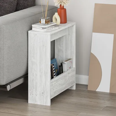 Produktbild von DECORTIE Simpi Moderner Beistelltisch Antike Weiß Mehrzweck mit Kreativität 2 Etagen 55 x 20 x 60 cm