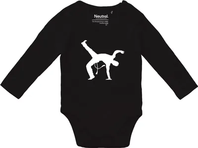 Produktbild von Huuraa Baby Body Capoeira Silhouette 74 Black  Baumwolle Fairtrade Langarmbody Geschenkidee