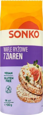 Zdjęcie produktu dla Sonko Wafle Ryżowe 7 Ziaren 130 G (14 Sztuk)