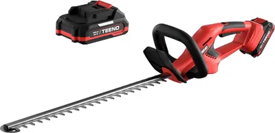 Image de Taille-haie sans fil TEENO 20 V, taille-haie électrique avec batterie Li-Ion 2,0 Ah et chargeur, longueur de coupe 52 cm, écartement des dents 16 mm, double lame de coupe