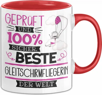 Produktbild von Gleitschirmfliegerin Geschenk Becher Tasse Gott Schuf Alle Menschen Gleich Nur Die Besten Durfeten Gleitschirmfliegerin Werden Geschenkidee Lustig (Rot)