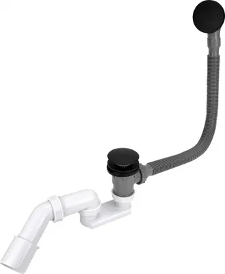 Produktbild von Ablaufgarnitur Badewanne Schwarz Röhrensiphon Wannenablauf Push Open Siphon