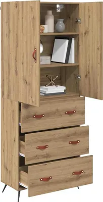 Image de vidaXL Highboard Chêne Artisan 69,5 x 34 x 180 cm Matériau dérivé du bois