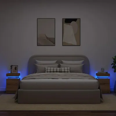 Immagine prodotto di vidaXL Comodini LED 2 pz. Rovere artigianale 35x39x55 cm Materiale a base di legno