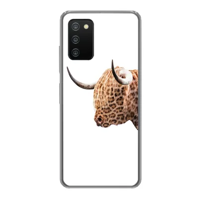 Produktbild von MuchoWow® Handyhülle Schutzhülle Hülle für Samsung Galaxy A03s Schottischer Highlander - Panther - Weiß Silikon Softcase Handy Hülle - Schutz