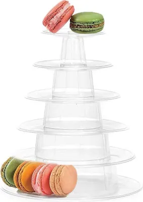 Produktbild von Tortenplatte Macaron Turm 6-stöckig, transparenter Cupcake-Ständer, Dessertständer für Hochzeit, Geburtstag, Party & Macaron-Präsentation