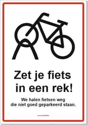 Produktbild von CombiCraft Schild 'Fietsen in rek plaatsen' - 21x30cm