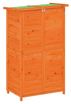 Produktbild von Geräteschuppen aus Massivholz Kiefer für Garten Balkon Terrasse Aufbewahrung Gartengeräte Gartenwerkzeug Schuppen 83 x 57 x 140 cm Braun