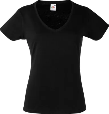 Image de Fruit of the Loom - T-shirt col V "Valueweight" pour femme BC1361 (L) (Noir)