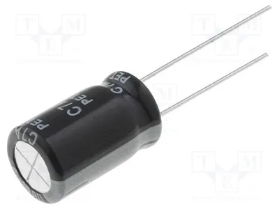 Zdjęcie produktu dla 5 sztuk kondensatorów: elektrolitycznych, 16VDC, montaż przelotowy, pojemność 1000µF, wymiary Ø10x16mm, tolerancja ±20%, oznaczenie RD1C108M10016BB