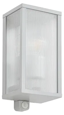 Produktbild von Lindby Außenwandlampe Peldar, grau/geriffelt, 26 cm, Sensor