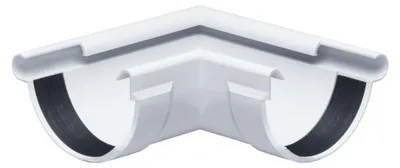 Produktbild von INEFA Rinnenwinkel 90 Grad halbrund Außenwinkel, PVC NW100 / 100mm Weiß Wulst außen, Verbindungsstück Dachrinnenzubehör,  Germany