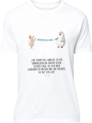 Produktbild von Mr. & Mrs. Panda T-Shirt Maus Pinguin Geburtstag - Weiß - Geschenk, Shirt, Happy Birthday, Tshirt, oberteil, Spruch-Shirt, S