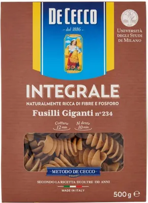 Produktbild von 24x Pasta De Cecco Fusilli giganti integrali n. 234 Vollkor italienisch Nudeln 500 g + Italian Gourmet polpa 400g