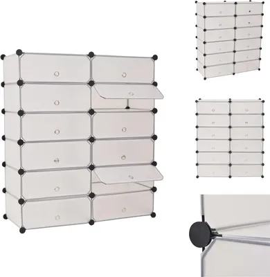 Produktbild von vidaXL Schuh-Organizer Zusammenklappbar mit 12 Fächern Weiß -  Schuhregale & -schränke