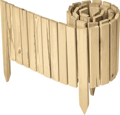 Produktbild von Garronda Beeteinfassung Holz Rollzaun Gartenzaun imprägniert Flexibler Rollborder Rasenkante  Länge: 200 cm (Natural, Höhe: 30 cm)
