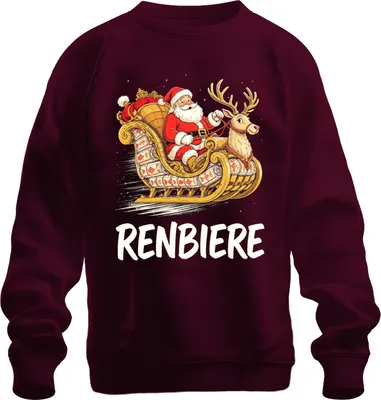 Produktbild von Renbiere Weihnachtsmann Schlitten Rentier Weihnachten Nikolaus Uni Sweatshirt Pullover, Burgundy, XXL