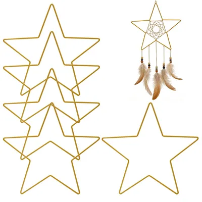 5er Set Traumfänger Stern Wandhänger 20 cm Metallrahmen