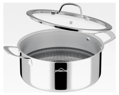 Produktbild von Induktionskochtopf 26 cm 5,2 L Edelstahl mit Wabenstruktur und Glasdeckel