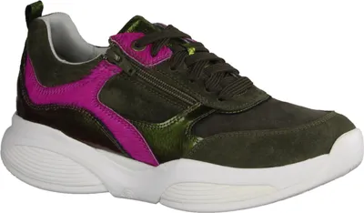 Produktbild von Xsensible SWX19 Damen Halbschuhe, Sneaker, Leder, Khaki, Stretchleder, HX-Weit - Damenschuhe Bequeme Schnürschuhe, Grün, leder (stretch)