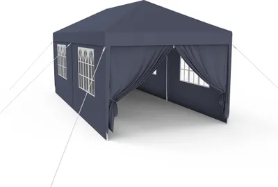 Image de LZQ 3x6m Tente de réception de jardin Pavillon de jardin Tente de fête Protection UV Pavillon de jardin Tente à bière avec 6 parois latérales amovibles pour jardin Fête Mariage, Anthracite