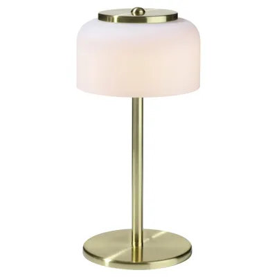 Produktbild von LED-Tischlampe - H 33 cm - Messingfarben - Weiß - Metall - Glas
