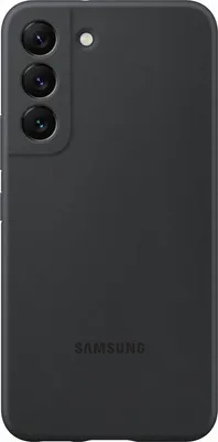The back of a black Samsung phone case with a camera cutout and the Samsung logo.
