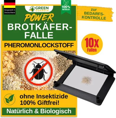 Produktbild von Brotkäfer Falle mit Pheromon-Lockstoff - 10x Fallen -  umweltfreundlich Brotkäfer bekämpfen, Chemiefreie Brotkäferfalle, die giftfrei Pheromonfalle