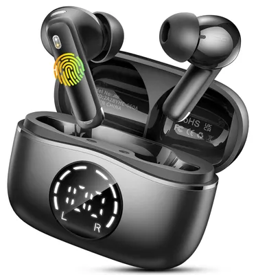 Imagen del producto de Auriculares Bluetooth, tipo intraauricular, inalámbricos, Bluetooth, sonido estéreo HiFi 6D, color negro