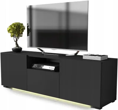 Zdjęcie produktu dla szafka rtv pod telewizor komoda tv 150 czarna matowa czarny mat LED