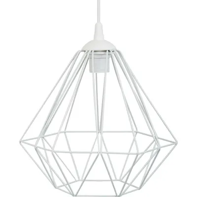 Produktbild von HowHomely Moderne Geometrische Lampe 'Diamond' in Weiß, 25 cm – Metall, Design-Highlight mit 90 cm Kabel, E27 Fassung, 230V