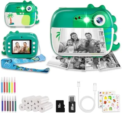 Produktbild von Sofortbildkamera für Kinder 3–12 Jahre mit HD Video, 2,4 Zoll Bildschirm, 7 Rollen Thermopapier, 32GB Karte, Spielzeug Kamera-Weihnachten & Geburtstag