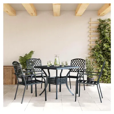 Produktbild von Gartenstühle 4 Stück stapelbar Anthrazit Stahl