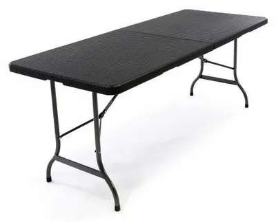 Obrázek produktu pro Skládací zahradní stůl v ratanovém designu. 180x75 cm, černý