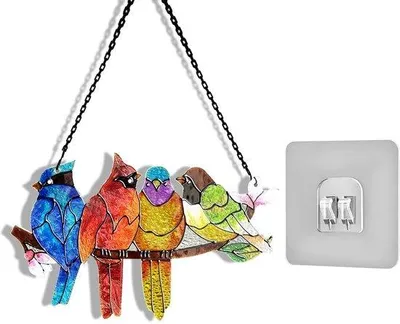Immagine prodotto di Tenda parasole colorata a forma di uccellino - Decorazione per finestre e giardino - 1 pezzo - Vetro - 25,9 x 18 cm