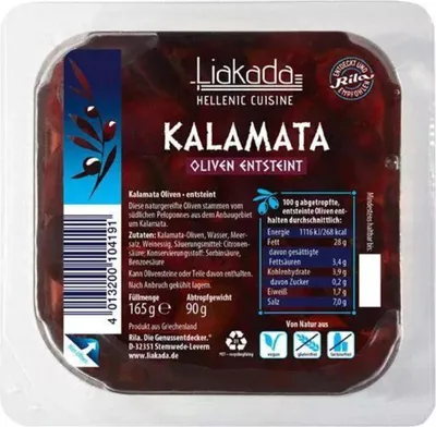 Produktbild von Liakada Kalamata-Oliven entsteint, 165g