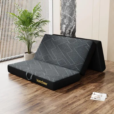 Faltmatratze 90x200x15 cm, 3-teilig, Gel-Schaum, inklappbar, Gästebett