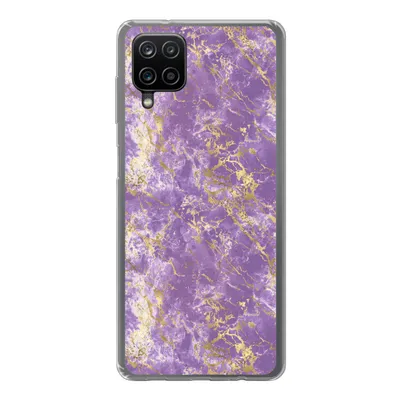 Produktbild von MuchoWow® Handyhülle Schutzhülle Hülle für Samsung Galaxy A12 Marmor - Lila - Gold - Muster Silikon Softcase Handy Hülle - Bild