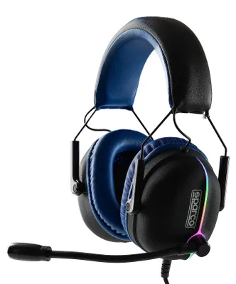 Produktbild von Sparco SPHEADPHONEEVO, Kabelgebunden, Gaming, 20 - 20000 Hz, 354 g, Kopfhörer, Schwarz, Blau