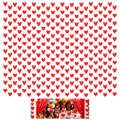 24 Papier-Herzgirlanden, rot, 155 cm, für Valentinstag und Hochzeit