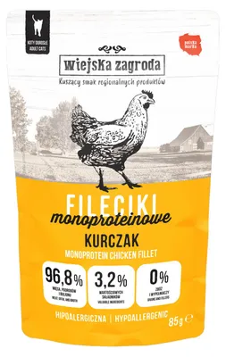 Obrázek produktu pro Wiejska Zagroda Fileciki Kuře Mokré krmivo pro kočky (dospělé) 85 g