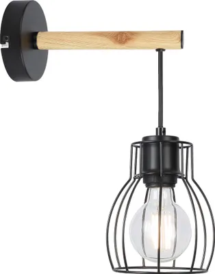 Zdjęcie produktu dla Kinkiet BERNITA jasne drewno-czarny 1xE27x60W drewno wym:34x24x14cm IP20 Candellux