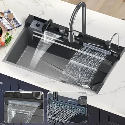 Immagine prodotto di Lavello da cucina - Vasca singola - Con rubinetto - 1 foro - Rame - Bianco
