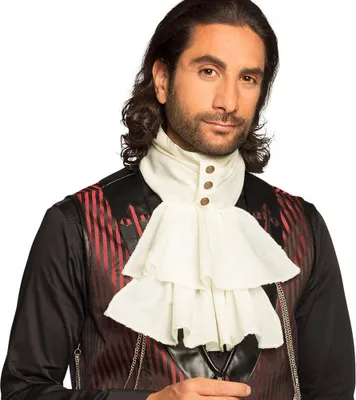 Produktbild von Jabot Steampunk – Rüschenkragen in Weiß für Herren Kostüm & viktorianischen Look