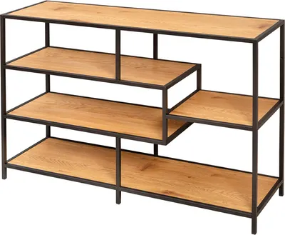 Produktbild von Industrial Bücherregal SLIM LINE 114cm Wildeiche schwarz fünf Regalböden
